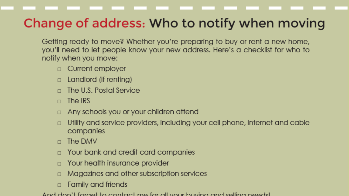 Hvem skal du varsle når du flytter? Komplett sjekkliste